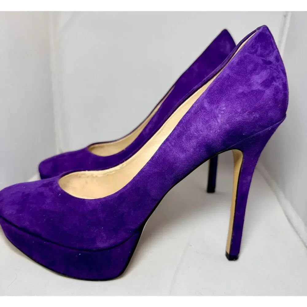 Nine West Purple Suede Platform Pumps Women's Size 8.5M Stiletto Heels